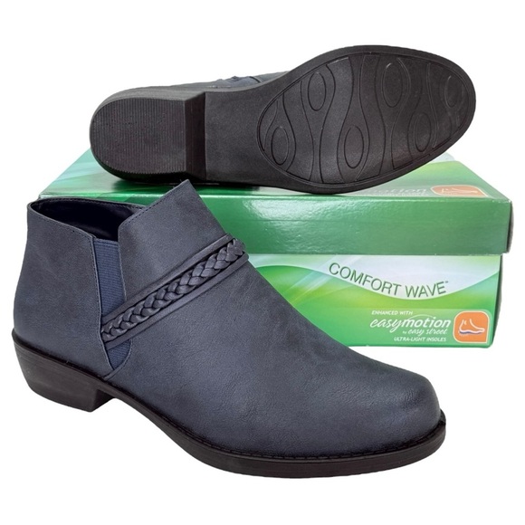 Easy Street Jalia Navy Faux Leather Womens Shooties Size 8W - Picture 11 of 12